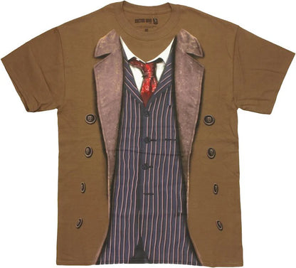 Mens Brown Doctor Who: 10th Doctor Costume T-Shirt