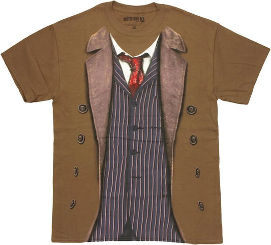 Mens Brown Doctor Who: 10th Doctor Costume T-Shirt