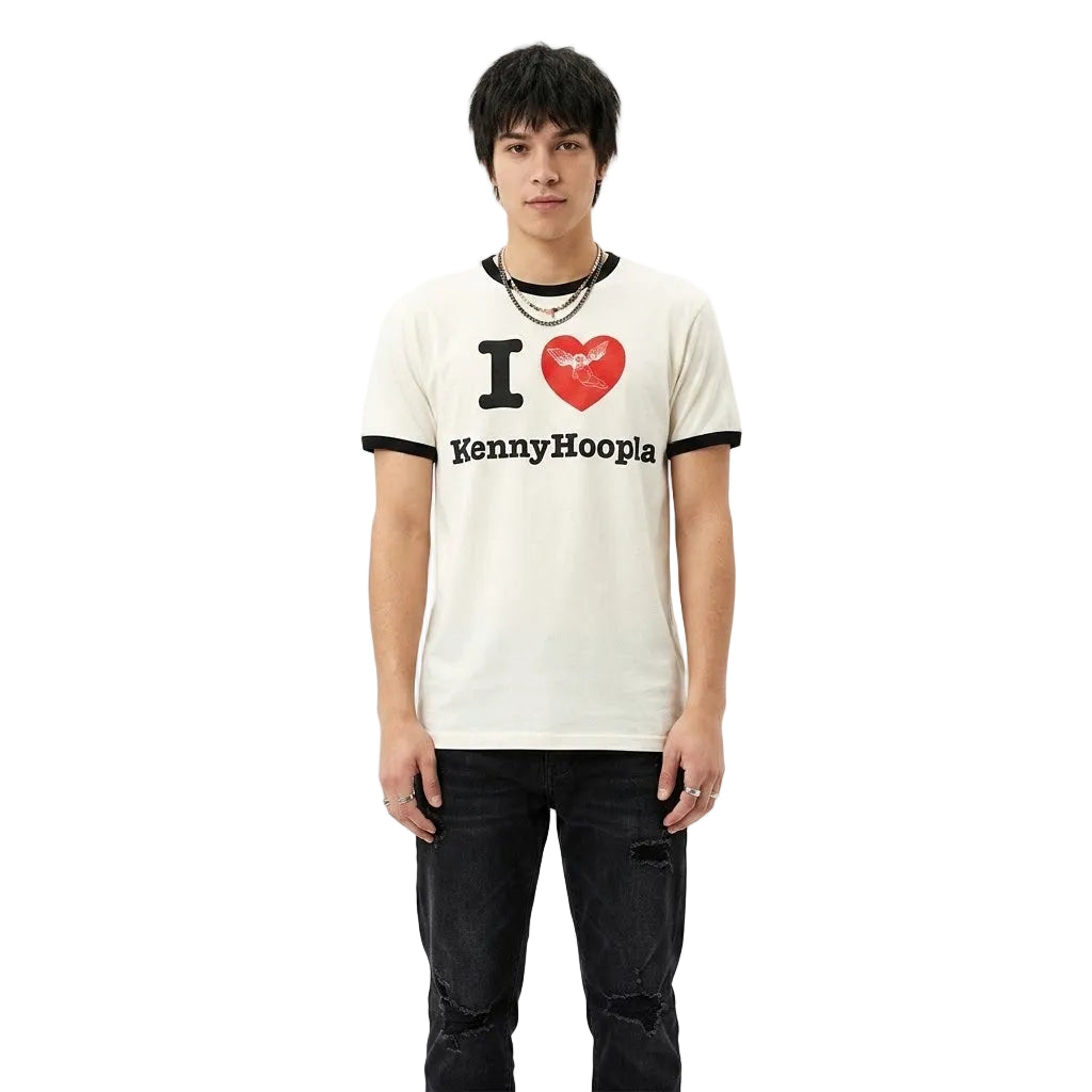 Men's Cream I Heart Kennyhoopla Ringer Tee T-Shirt