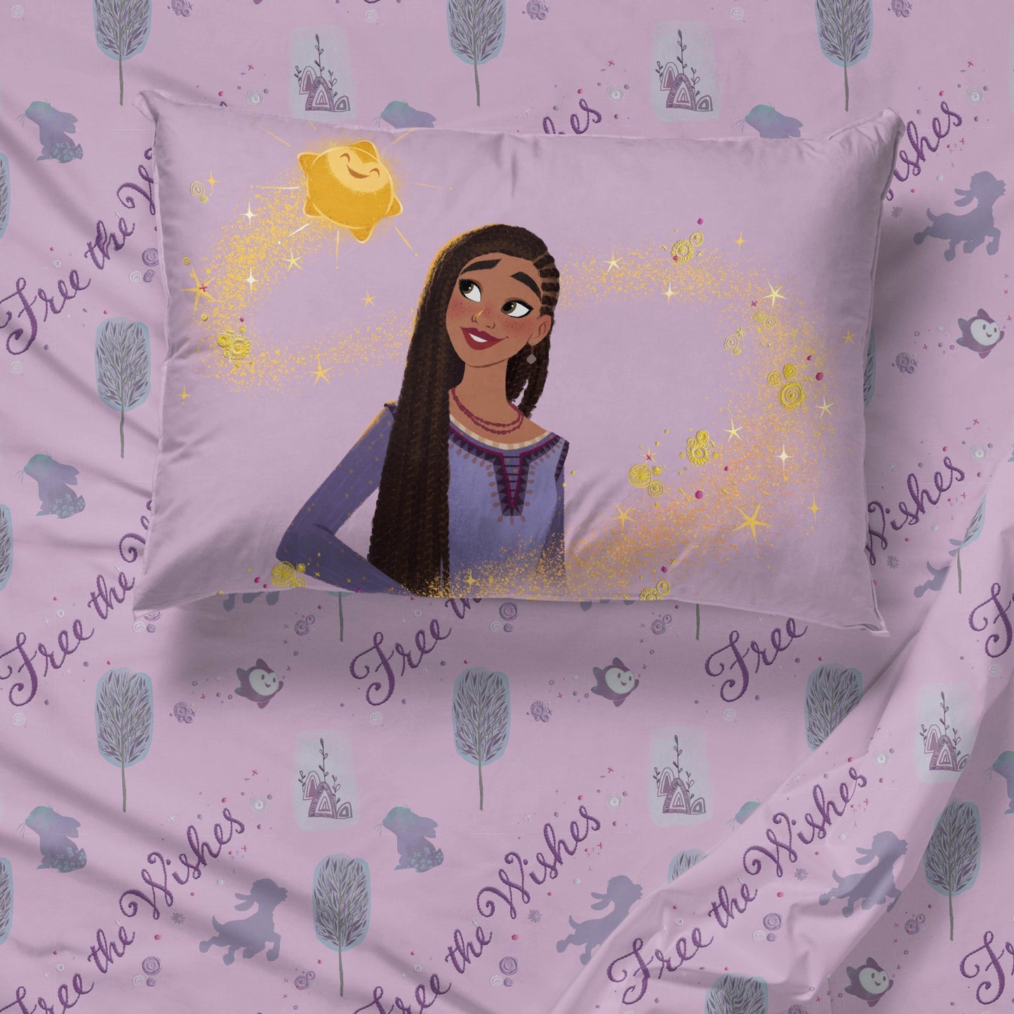 Disney Wish Purple 5 Piece Twin Bed Set w/ Sham, 100% Microfiber