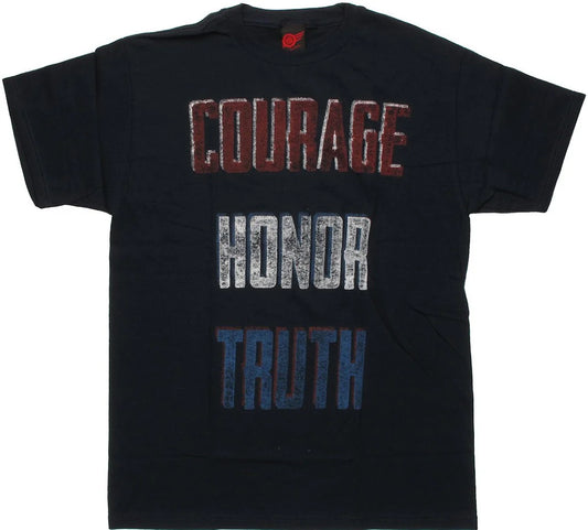 Men's Navy Blue Flag Courage Honor Truth Graphic Tee T-Shirt