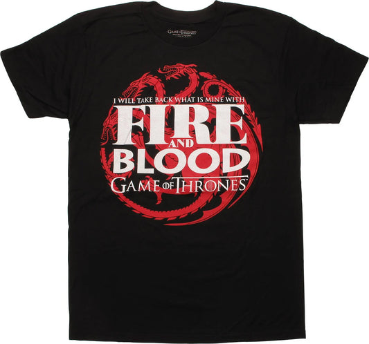 Men's Black Game of Thrones Fire and Blood Take Back Tee T-Shirt
