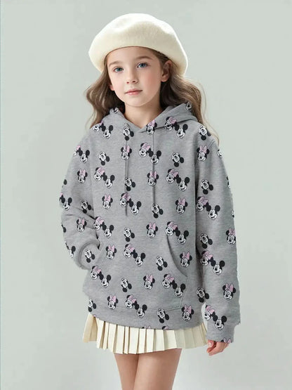 Girls Grey Disney Mickey & Minnie Hoodie Mood Faces Dress