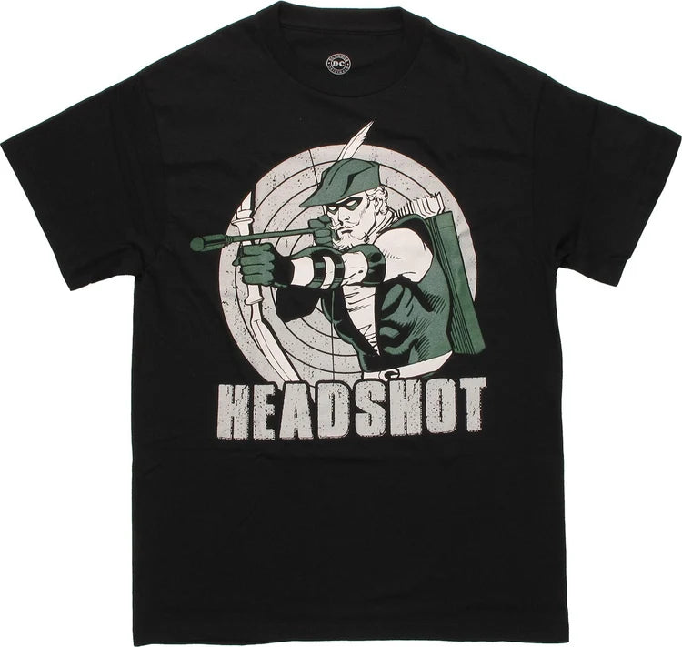 Men's Black DC Comics Green Arrow Headshot T Shirt Tee