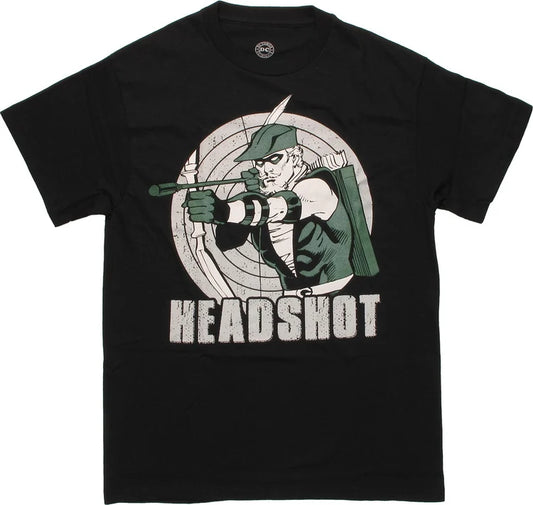 Men's Black DC Comics Green Arrow Headshot T Shirt Tee