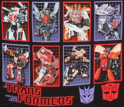 Men's Black Transformers Cyberwall G1 Box Art Graphic Tee T-Shirt