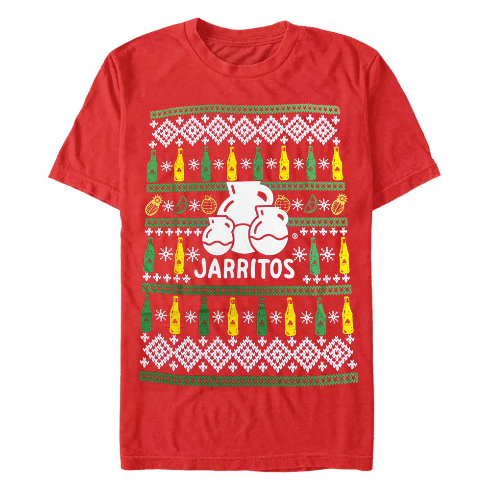 Men's Red Holiday Jarritos Mexico Soft Drink Soda Graphic Tee T-Shirt