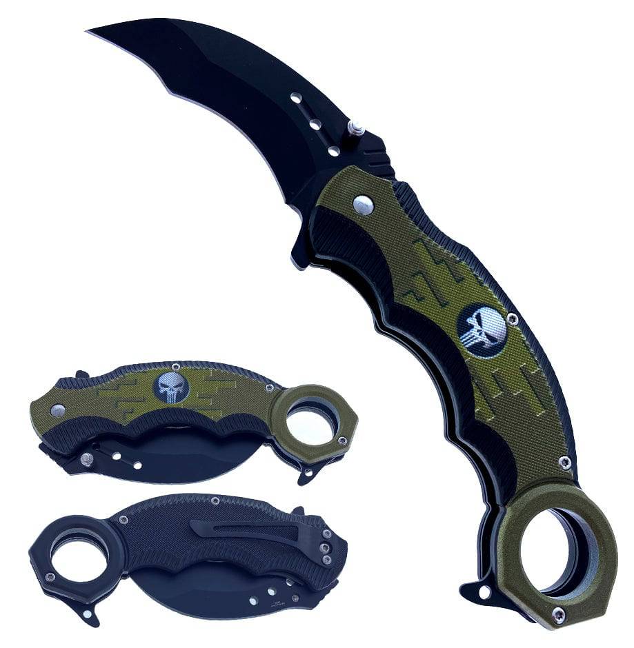 KS 1682-BK 5" Karambit Tactical Fighting Pocket Knife Black Skull - Rex Distributor, Inc. Wholesale Licensed Products and T-shirts, Sporting goods,