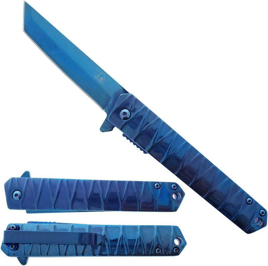 Blue Rex Distributor Inc. heavy-duty tactical pocket knife with 4.75-inch tanto blade and assist-open mechanism.
