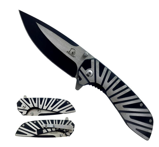 Black Rex Distributor Inc. KS 5565-BK 4.75-inch heavy-duty Egyptian wing stainless steel folding tactical pocket knife.