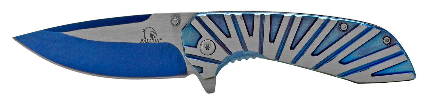 Blue KS 5565-BL Rex Distributor heavy-duty Egyptian wing stainless steel folding pocket knife with spring-assisted tactical design.