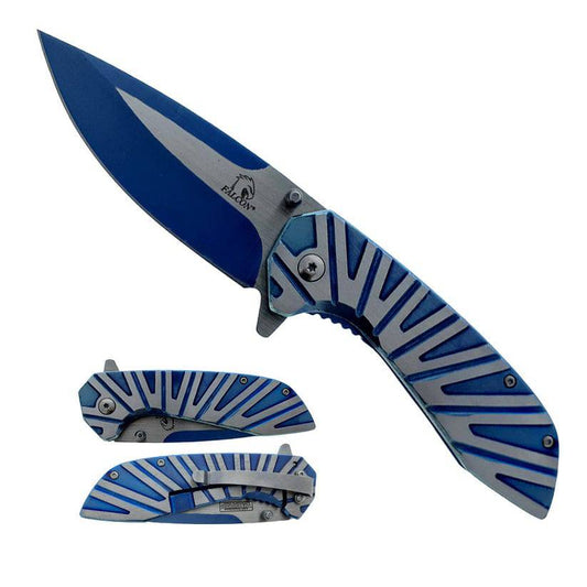 Blue Rex Distributor KS 5565-BL 4.75" heavy-duty Egyptian stainless steel folding tactical pocket knife, spring-assisted.
