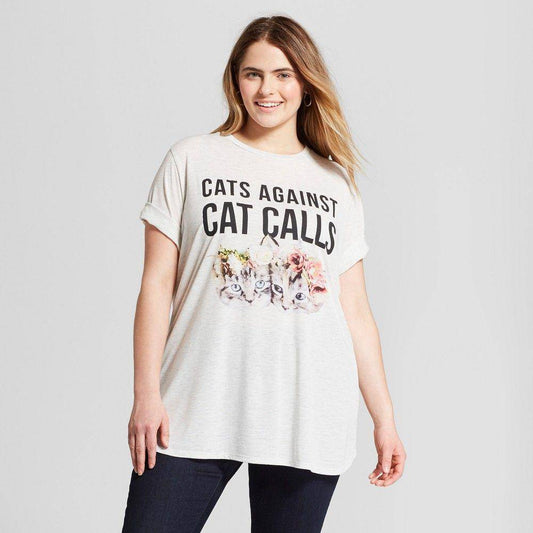 Women's Juniors Cats Against Cat Calls Short Sleeve Graphic Tee T-Shirt - Rex Distributor, Inc. Wholesale Licensed Products and T-shirts, Sporting goods,