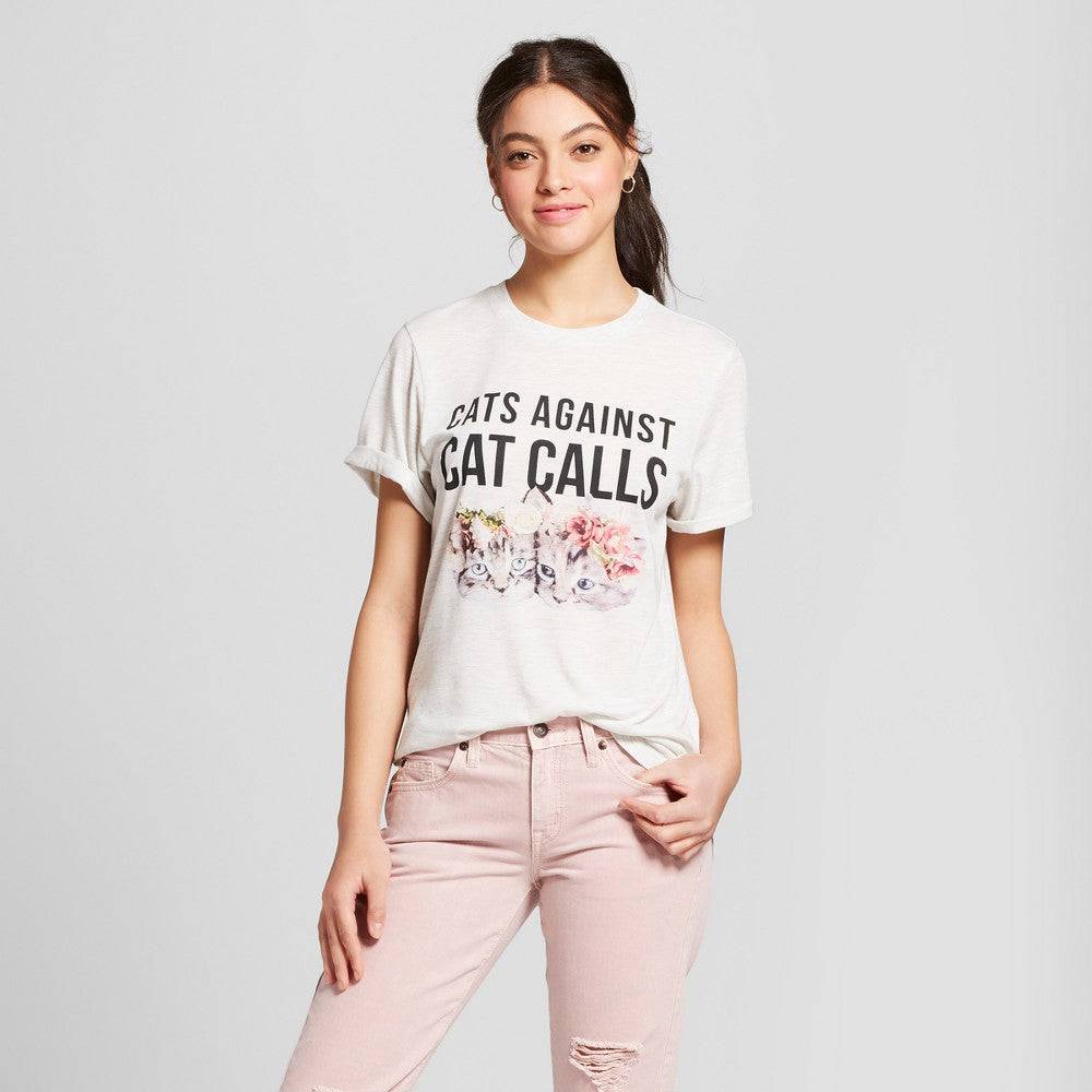 Women's Juniors Cats Against Cat Calls Short Sleeve Graphic Tee T-Shirt - Rex Distributor, Inc. Wholesale Licensed Products and T-shirts, Sporting goods,