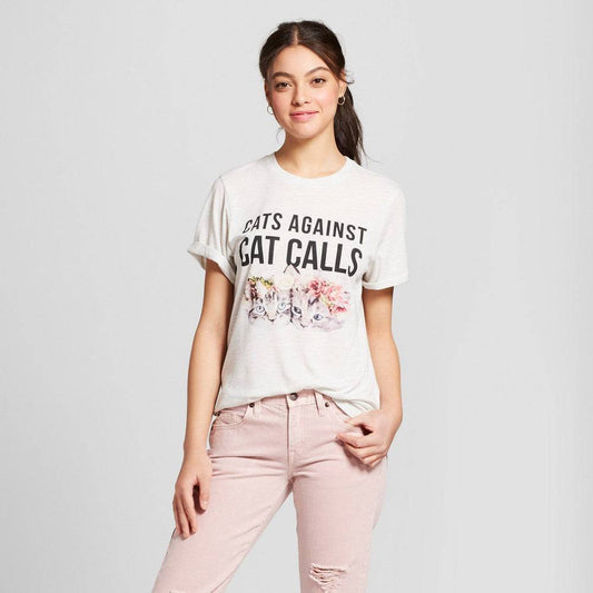 Women's Juniors Cats Against Cat Calls Short Sleeve Graphic Tee T-Shirt - Rex Distributor, Inc. Wholesale Licensed Products and T-shirts, Sporting goods,