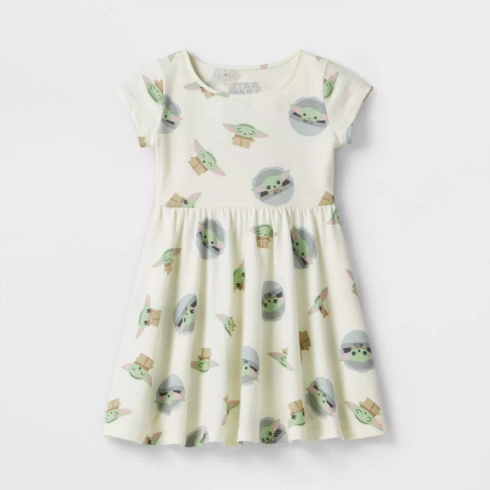 Infant Girls' Baby Yoda Star Wars Chibi Printed Skater Dress