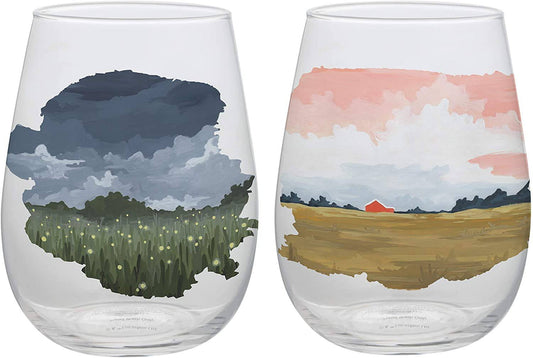 Vandor 2 Piece 18 Oz. Contour Glass Tumbler Set, Multicolored