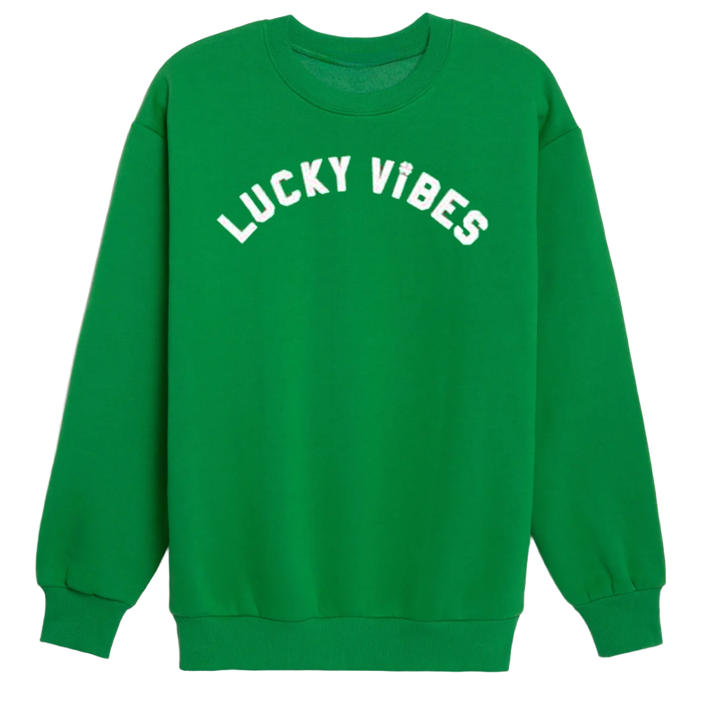 Women's Green Lucky Vibes Sweater Pullover
