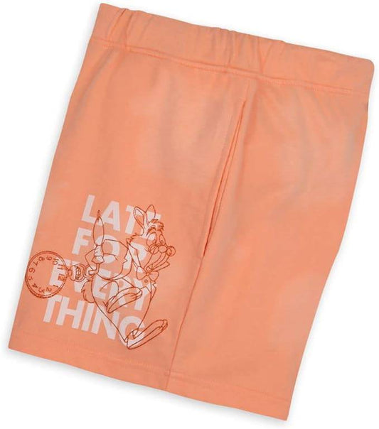 White Rabbit shorts for women featuring Disney Alice in Wonderland design, casual fit, by Rex Distributor, Inc.