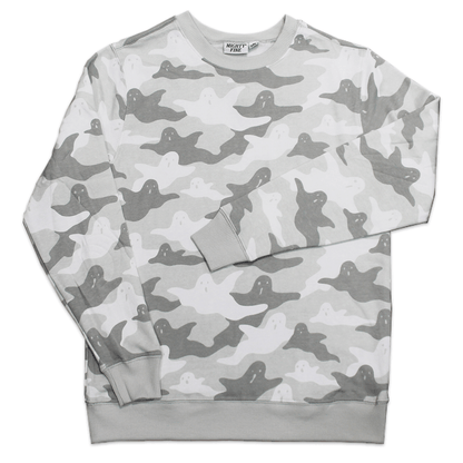 Unisex Women Men Halloween Ghost Graphic Pullover Sweater Gray Camo Camoflauge