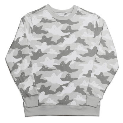 Unisex Women Men Halloween Ghost Graphic Pullover Sweater Gray Camo Camoflauge