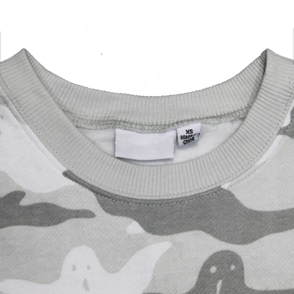 Unisex Women Men Halloween Ghost Graphic Pullover Sweater Gray Camo Camoflauge