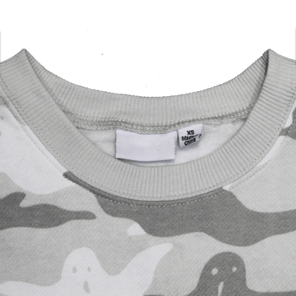 Unisex Women Men Halloween Ghost Graphic Pullover Sweater Gray Camo Camoflauge