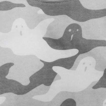 Unisex Women Men Halloween Ghost Graphic Pullover Sweater Gray Camo Camoflauge