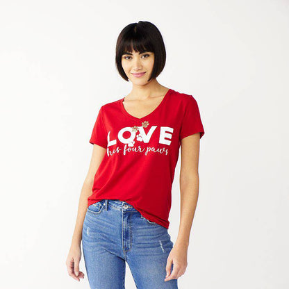 Women's Celebrate Together™ Red Love Has Four Paws Graphic Tee T-Shirt - Rex Distributor, Inc. Wholesale Licensed Products and T-shirts, Sporting goods,