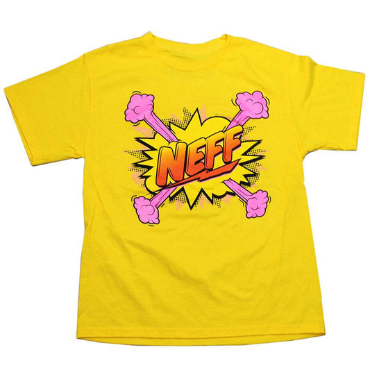 Boys Youth Neff Yellow Comic Logo Graphic Tee T-Shirt Tee