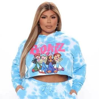 Women's Bratz Tie Dye Blue Cropped Hoodie - Rex Distributor, Inc. Wholesale Licensed Products and T-shirts, Sporting goods,