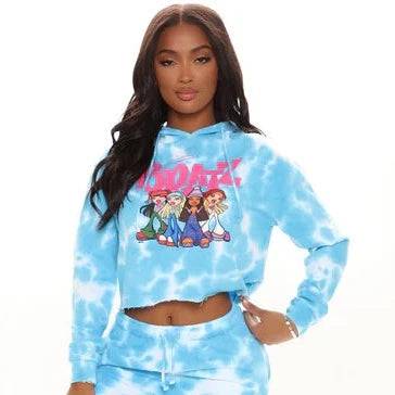 Women's Bratz Tie Dye Blue Cropped Hoodie - Rex Distributor, Inc. Wholesale Licensed Products and T-shirts, Sporting goods,