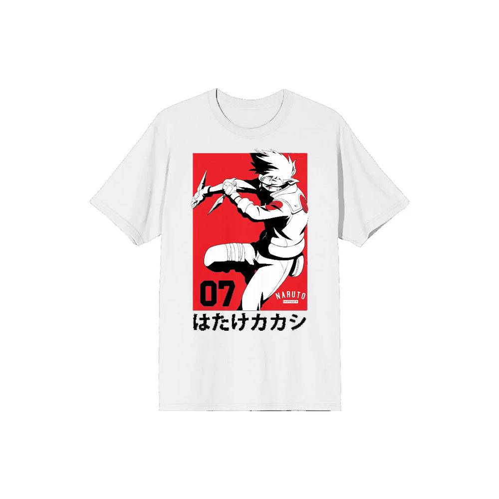 Men's Naruto Kakashi Team 07 anime T-shirt by Bioworld, featuring Kakashi and team graphics on a casual shirt.