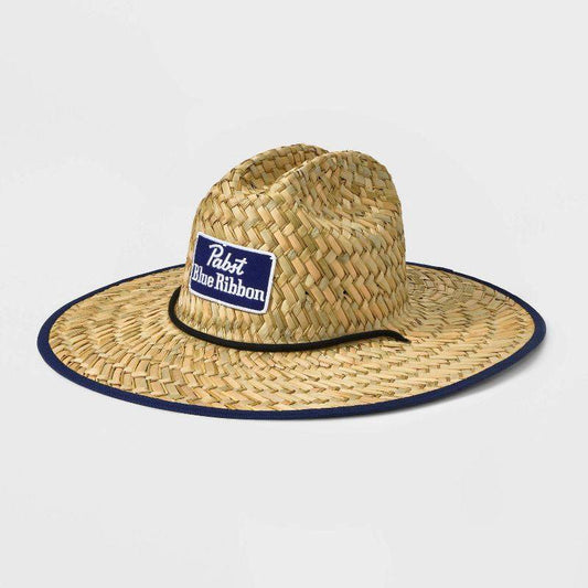 Men's Pabst Blue Ribbon Lifeguard Straw Sun Hat - Red/White/Blue