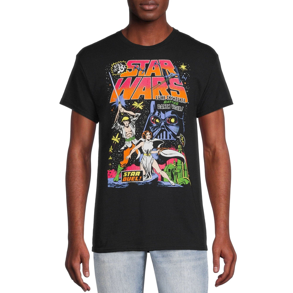 Men's Black Star Wars Star Duel Graphic Tee with Short Sleeves - Rex Distributor, Inc. Wholesale Licensed Products and T-shirts, Sporting goods,