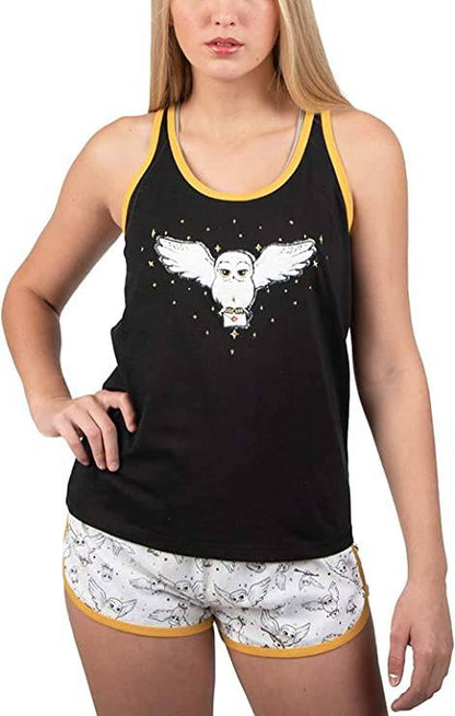 Women Juniors' Harry Potter Hedwig sleep shorts and tank set, featuring Hedwig design, comfortable casual loungewear from Rex Distributor.