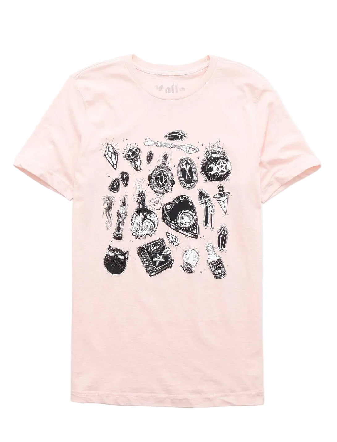 Women's pink Witch boyfriend fit graphic T-shirt by Lolle featuring witch design, casual style, from Rex Distributor, Inc.