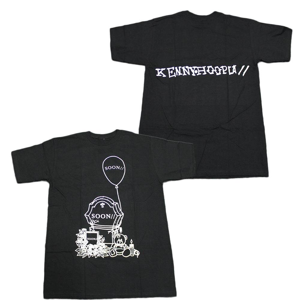 Men's black Kennyhoopla Soon graphic tee shirt by Rex Distributor, Inc., featuring a bold, artistic design on the front.