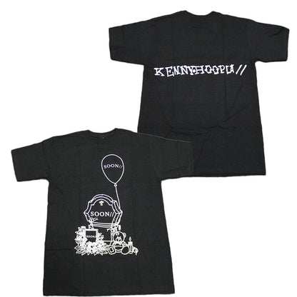 Men's black Kennyhoopla Soon graphic tee shirt by Rex Distributor, Inc., featuring a bold, artistic design on the front.