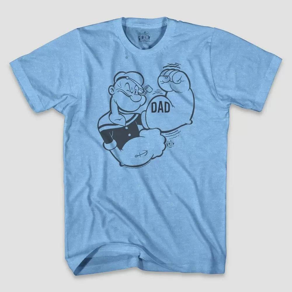 Men's Blue Heather Popeye Dad Father's Day Short Sleeve Graphic T-Shirt Tee - Rex Distributor, Inc. Wholesale Licensed Products and T-shirts, Sporting goods,