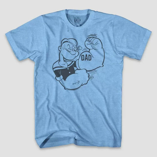 Men's Blue Heather Popeye Dad Father's Day Short Sleeve Graphic T-Shirt Tee - Rex Distributor, Inc. Wholesale Licensed Products and T-shirts, Sporting goods,