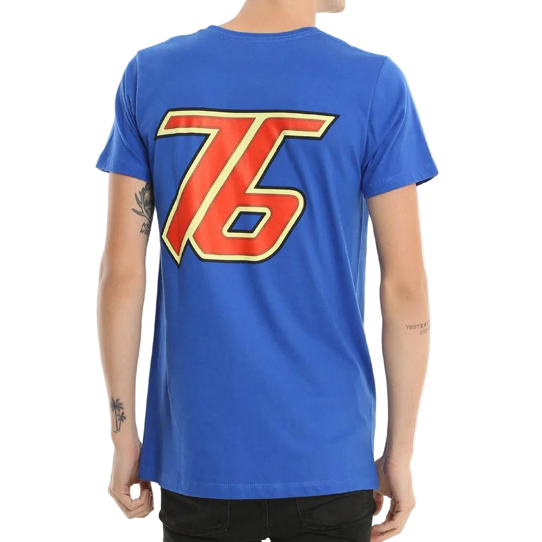 Men's Overwatch Soldier 76 cosplay T-shirt by Rex Distributor, Inc., featuring graphic print of the popular game character.