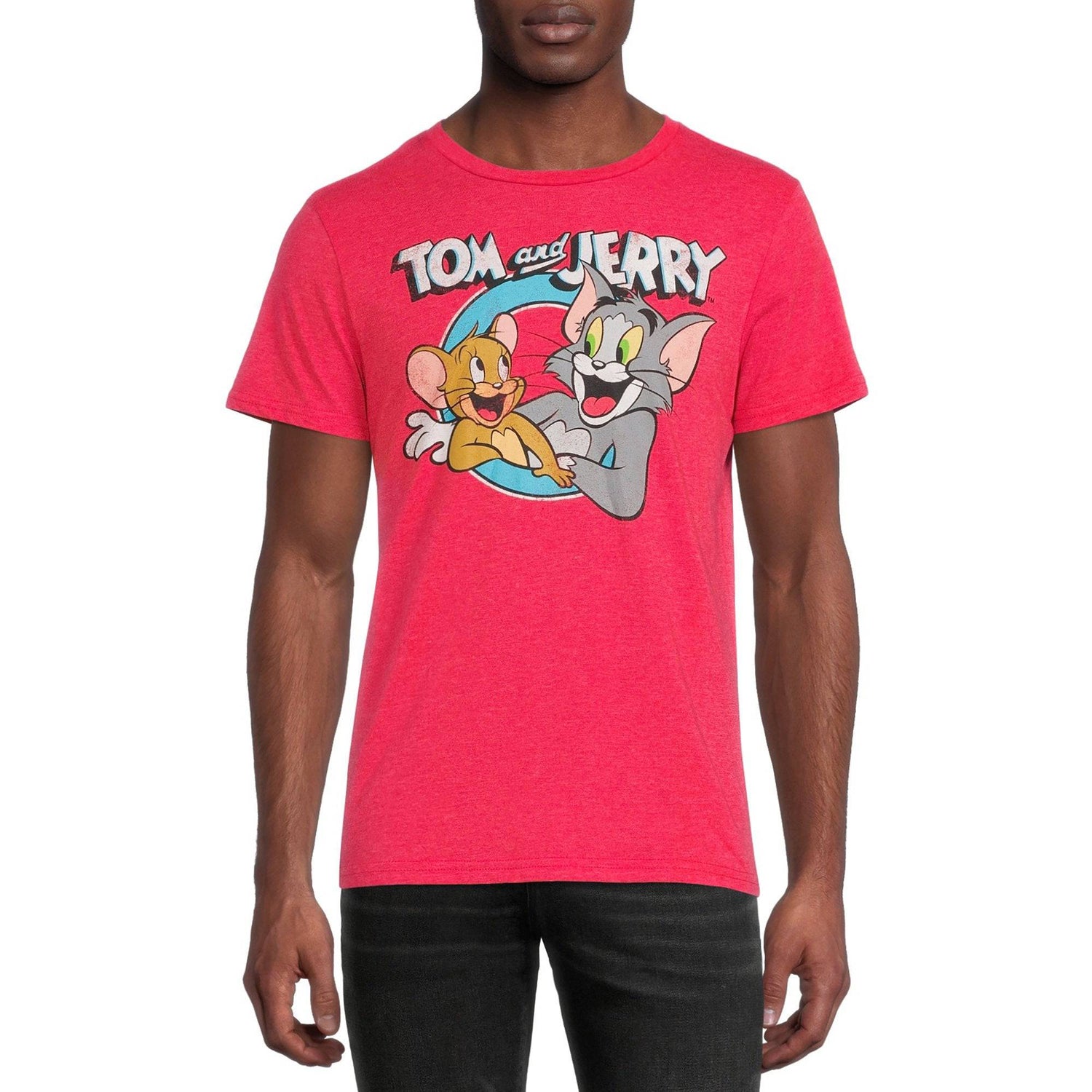 Men's Red Heather Tom and Jerry Distressed Graphic Tee T-Shirt - Rex Distributor, Inc. Wholesale Licensed Products and T-shirts, Sporting goods,