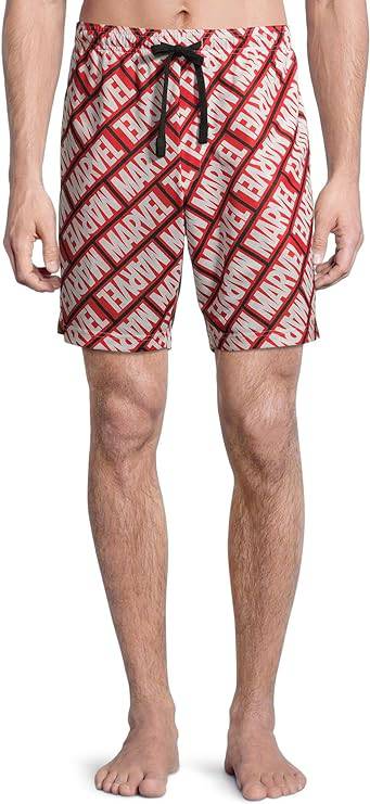 Men's White & Red Marvel Bar Logo Sleep Pajama Shorts - Rex Distributor, Inc. Wholesale Licensed Products and T-shirts, Sporting goods,