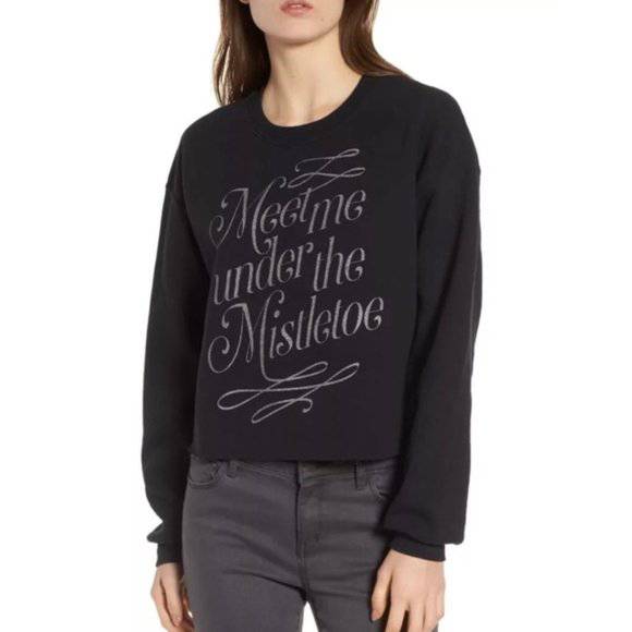Women Junior's Junk Food Meet Me Under The Mistletoe Sweatshirt Pullover - Rex Distributor, Inc. Wholesale Licensed Products and T-shirts, Sporting goods,