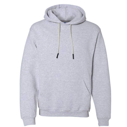 Russell Athletic women's solid hooded sweatshirt in Heather Grey, casual shirt with hood and long sleeves, lightweight and comfortable.