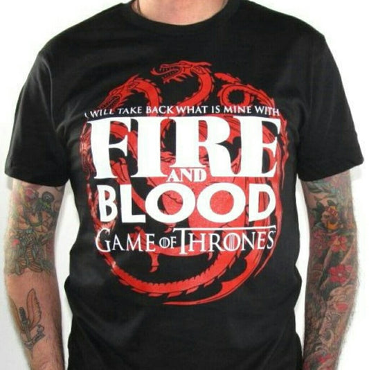 Men's Black Game of Thrones Fire and Blood Take Back Tee T-Shirt