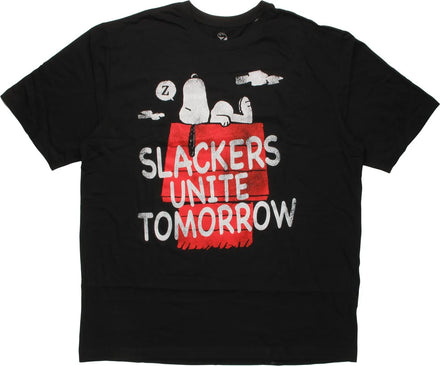 Men's Black Snoopy Peanuts Slackers Unite Tomorrow Tall T-Shirt Tee
