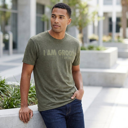 Men's Marvel Groot Guardians of the Galaxy T-shirt by Mad Engine, featuring Groot graphic on black cotton shirt.