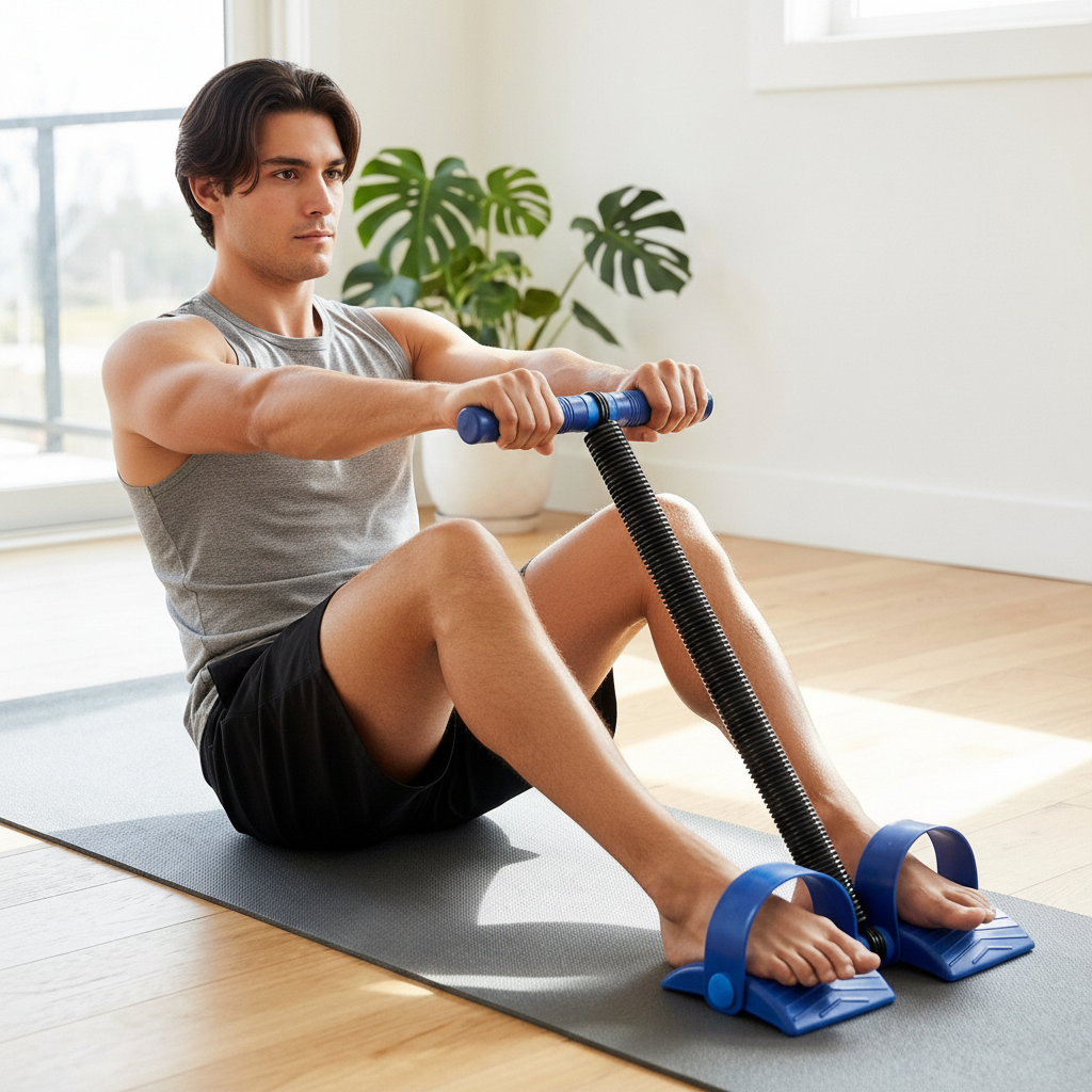 Rex Distributor DV 109 portable spring tension rower and curler for home ab exercises, compact fitness and boxing equipment